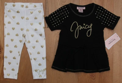 Juicy Couture Baby Girl Top & Legging Set ~ Black, Ivory & Gold - Image 1 of 4