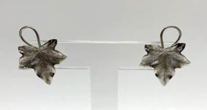 VTG 1 1/16" CA Carl Art Sterling Silver 925 Grape Leaf Screw Back Earrings 4.63g - Picture 1 of 13