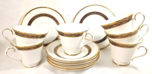 Royal Doulton Tea Cups & Saucer Set Vintage Fine Bone China HARLOW Pattern White - Picture 1 of 13