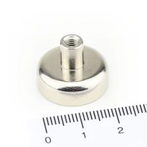 5 PINZAS PLANAS NEODIMIO IMANES DE OLLA D20x7 MM CON M4 ROSCA INTERIOR CONECTOR 14KG - Imagen 1 de 4