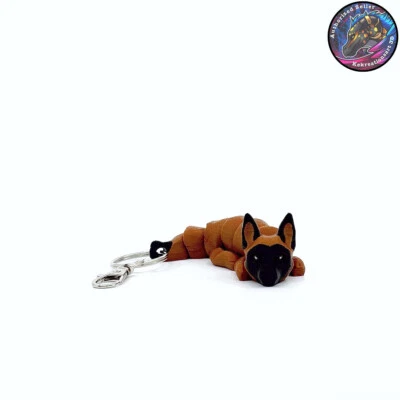 Llavero Belga Malinois Perro Cremallera Tirador Flexi Inquieto Lindo Articulado 3D Foto 1 de 4