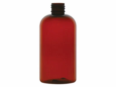 King 8oz. Botella redonda Boston PET ámbar SIN TAPAS - Acabado 24/410 (cantidad de caja 189) Foto 1 de 4