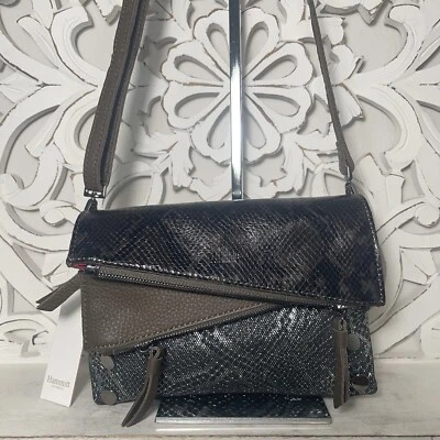 Hammitt Dillon Small Crossbody Olivine Dark Snake Black Silver Brown Leather - Image 1 of 4