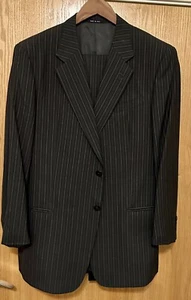 Armani Collezioni Mens 2pc Suit Grey Jacket Size 46-L Pleated Cuffed Pants Wool - Picture 1 of 20