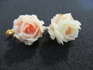 Vendome Ohrringe goldfarben Emaille Rose Blume Clip auf verstellbar Neu aus altem Lagerbestand - Bild 1 von 9