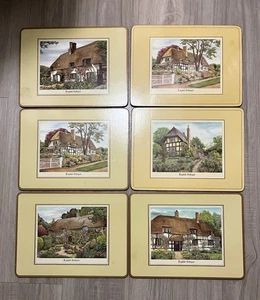 Vintage Pimpernel English Cottages Placemats Cork Back Set of 6 Size 12”x 9” - Picture 1 of 5