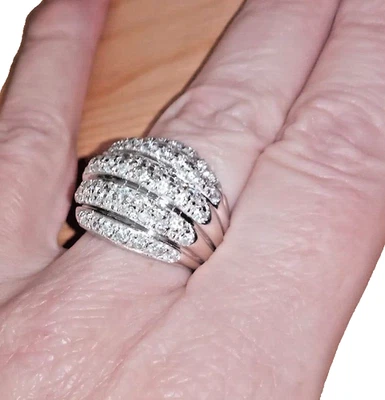 💍Lussuoso ANELLO FASCIA ORO BIANCO 750 18kt - 16gr con ZIRCONI taglio brillante - Immagine 1 di 4