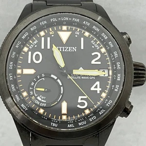 CITIZEN PROMASTER Eco-Drive F150-S113512 GPS Solar Black W.R.20 BAR Used Watch - Picture 1 of 7