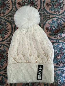 Woman Winter Beanie Hat White  - Picture 1 of 4