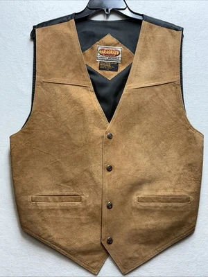 Винтажный замшевый кожаный жилет Paragraff размер L коричневый западная застежка передняя подкладка - Изображение 1 из 4