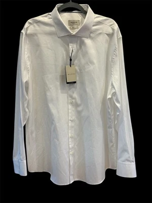 NWT MSRP $149 Bugatchi Shirt Mens XXL 2XL Shape Fit White Tiny Squares GORGEOUS! - Image 1 of 4