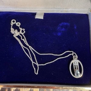 Charles Rennie Mackintosh Aquamarine Sterling Silver Pendant Necklace HO - Bild 1 von 6