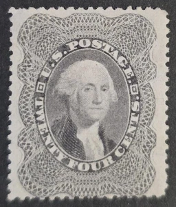 STATI UNITI 1860 Sc #37a Mint LH 24 C Washington Grey CV $1450 Doppio FIRMATO - Foto 1 di 2
