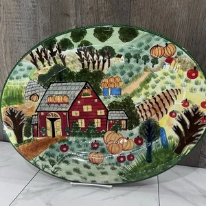 Vintage WCL Hand Painted Large 18" Serving Platter Fall Harvest Thanksgiving - Picture 1 of 8