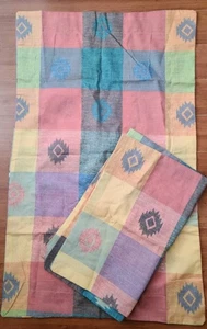 Vintage Westpoint Stevens King Pillow Sham Pair Southwest Aztec Pastel Plaid - Picture 1 of 4