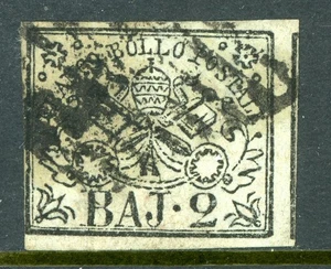 Italien 1852 Römische Staaten 2b grün weiß Scott #3 VFU O352 - Bild 1 von 6