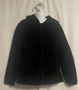 Wonder Nation Mädchen Gr. M (7-8) schwarz Fleece Kapuze FullZip Jacke mit Taschen - Bild 1 von 3