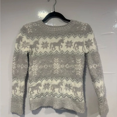 Acogedor Suéter Gris y Crema Unicornio Fair Isle Talla 7-8 M Foto 1 de 3