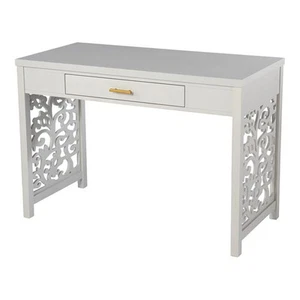 SEI Furniture Ivybridge Engineered Wood Desk with Storage in Light Gray - Picture 1 of 3