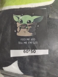 Baby Yoda *Feed Me And Tell Me I'm Cute* Throw Blanket 40x50 Inch (JJ) - Picture 1 of 7