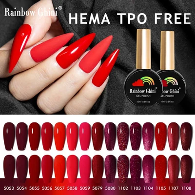 2023 Ghini – Nagellack aus Gel Rot Regenbogen, Nagellack Halb Permanent UV - Bild 1 von 4