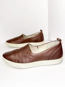Ecco Gillian Slip On Loafer Sneaker Shoes Metallic Pebbled Leather Bronze 8/39 - Picture 1 of 14