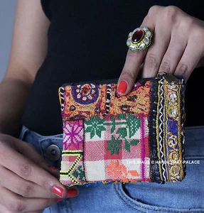 Billetera Bordada India Monedas Patchwork Billetera Portatarjetas Bolso Afgano - Imagen 1 de 4