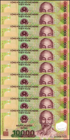 10 x Vietnam 10,000 Dong Banknote, 2020, P-119m, UNC, Polymer  USA SELLER  COA Cover