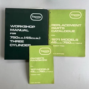 TRIUMPH, Workshop Manual, Replacement Cat., Owners Handbook - 750c.c. 1971 Model - Foto 1 di 24