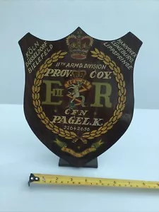 Vintage WW2 Era Wooden Plaque For 11th Armoured Division. CFN Pagel. K. 22642656 - Picture 1 of 7