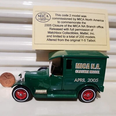 Lesney Matchbox 2005 Code 2 Yesteryear Y5 MICA NA CLOSURE MODEL 1927 Talbot Van  - Image 1 of 4