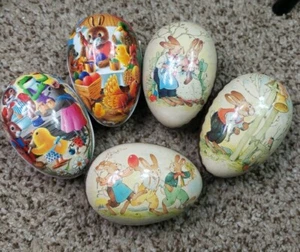 Vintage Paper Mache Easter Egg Candy Containers German Democratic Republic Set 5 - Picture 1 of 16