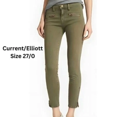 Current/Elliott Soho Zip Stiletto Army Green Skinny Denim Size 27- (0) - Image 1 of 4