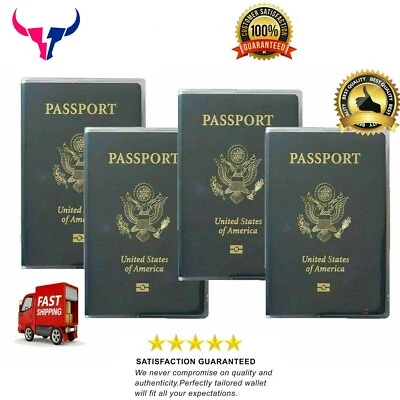Set of 4 Heavy Duty Clear Plastic Passport Cover Holder Travel MADE IN USA e50 - Image 1 of 4