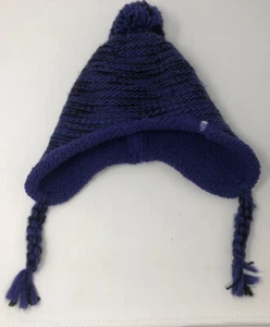 THE NORTH FACE Beanie Youth/Jr Girls Kids Medium Pom Pom Purple/Black - Picture 1 of 5