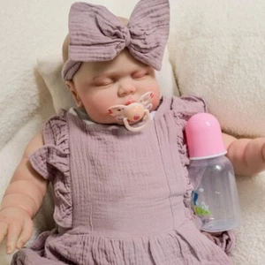 24in Pickle Reborn Baby Doll Finished Toddler Girl Cloth Body Painted Hair Toys - Picture 1 of 6