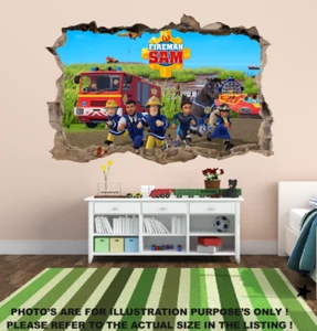 Fireman Sam Hole In Wall Sticker Art Decal Decor Kids Bedroom Decoration - Picture 1 of 1