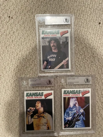 Kansas signed cards Kerry Livgren, Dave Hope, Steve Walsh Cover