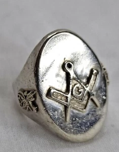 Vintage Signet RING MASONIC ~32 Deg~ Freemason Scottish STERLING Sz11.5 25g OOAK - Picture 1 of 10