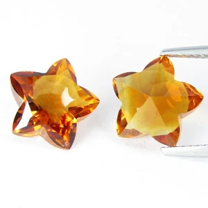7.24Cts Artistic Carving Natural Citrine Star Shape 10.6mm Matching Pair Gems - Picture 1 of 6