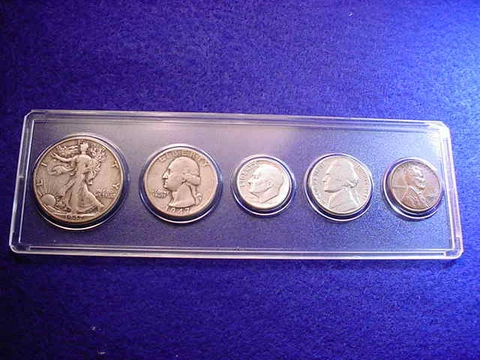 1947-D  5 COIN DENVER MINT SET GREAT COINS 90% SILVER!    #3 Cover