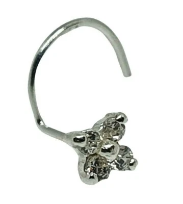 Perno naso set 4 zirconi stella cristallo 22 g (0,6 mm) argento 925 curl naso... - Immagine 1 di 4