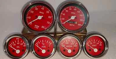 Smiths Replica Kit- Elec Temp + Oil + Fuel + Amp Gauge+Speedometer +Tacho 85 mm - Image 1 of 3