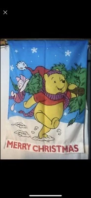 WINNIE THE POOH CHRISTMAS FLAG AND FLAGPOLE (LARGE) MERRY CHRISTMAS - Image 1 of 4