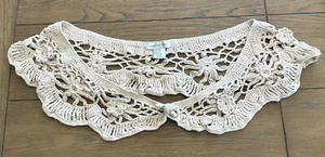 Crocheted Knitted Mock Collar Shoulder Accent Stole Scarf Victorian Cream L/XL - Picture 1 of 8