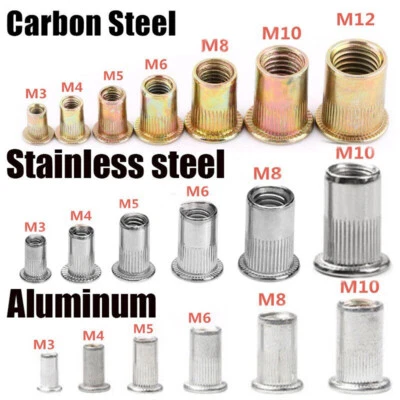 Blindnietmuttern Flachkopf Edelstahl Alu Stahl M3 M4 M5 M6 M8 M10 M12 Nietmutter - Bild 1 von 4