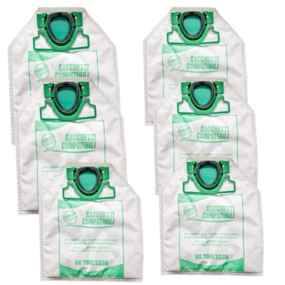 DL SERVICE 6 Sacchetti per Aspirapolvere Folletto VK 200/220s, in microfibra resistente
