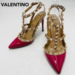 VALENTINO GARAVANI Rockstud Pumps Vino Rosso Taglia 36 Made in ITALY Autentiche Usate - Foto 1 di 15