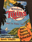 2001 Minnesota Tiwns Spring Training Baseball Schedule Water Boy Spring Water