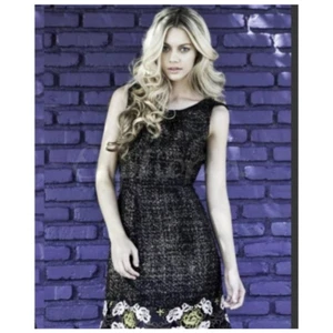 Ryu handmade floral embroidered A line brocade dress black gold large - Picture 1 of 2